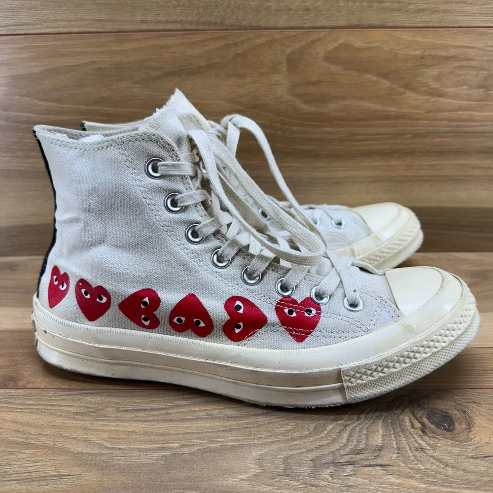 Comme Des Garcons Play Converse Mens 8 White High Top Sneakers